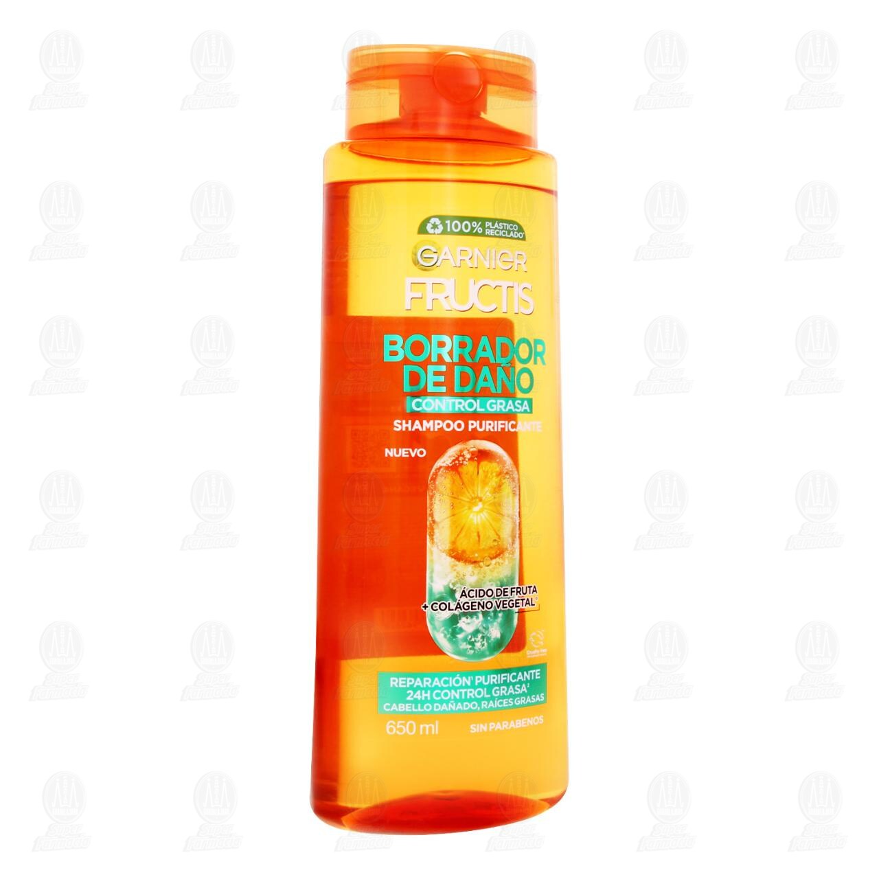 Shampoo Garnier Fructis Borrador de Da&ntilde;o Control Grasa, 650 ml.