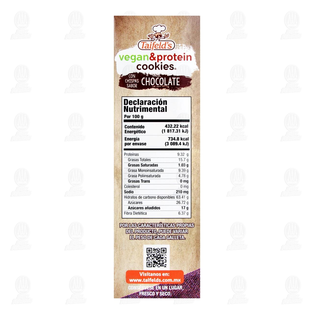 Galletas Integrales Taifelds Vegan & Protein Cookies con Chispas Sabor Chocolate, 170 gr. image number 3