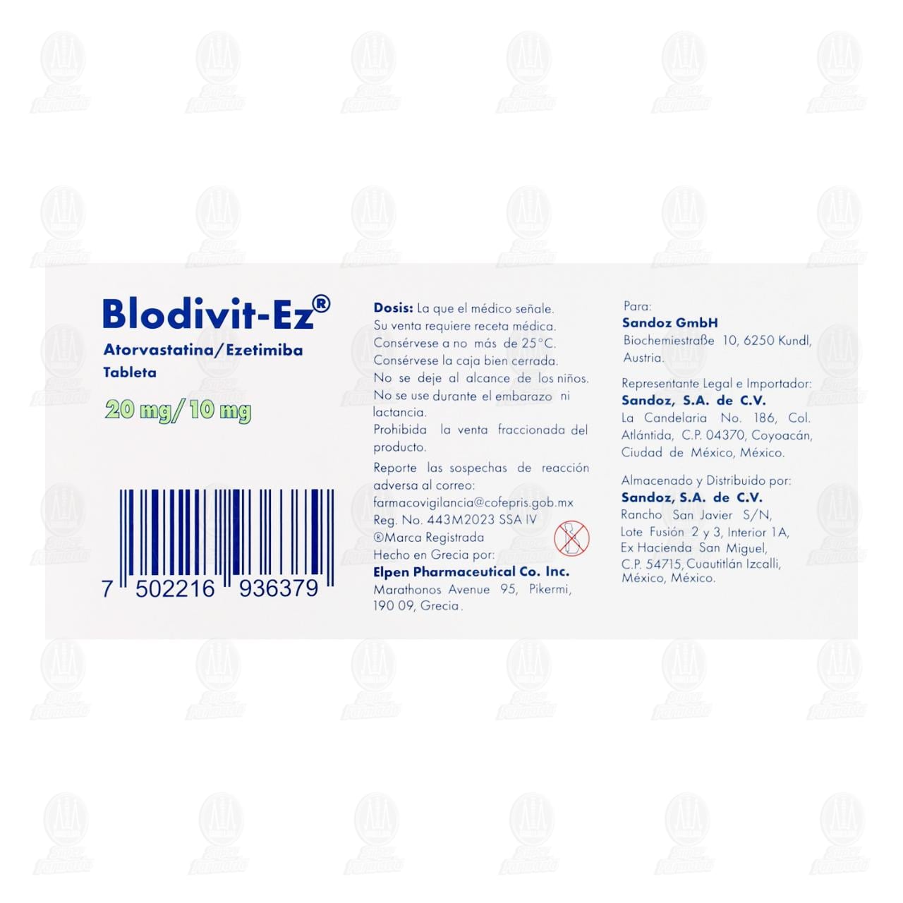 Blodivit-Ez 20mg/10mg, 30 Tabletas. image number 2