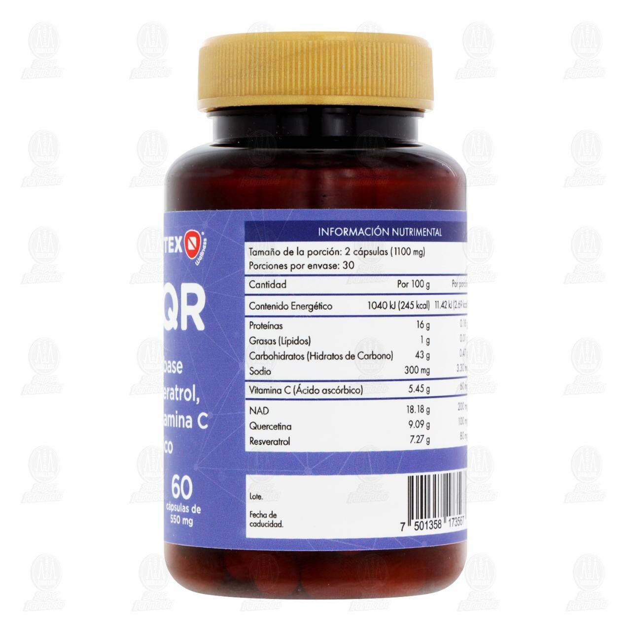 Nad-QR Nartex 550 mg, 60 c&aacute;psulas. image number 2