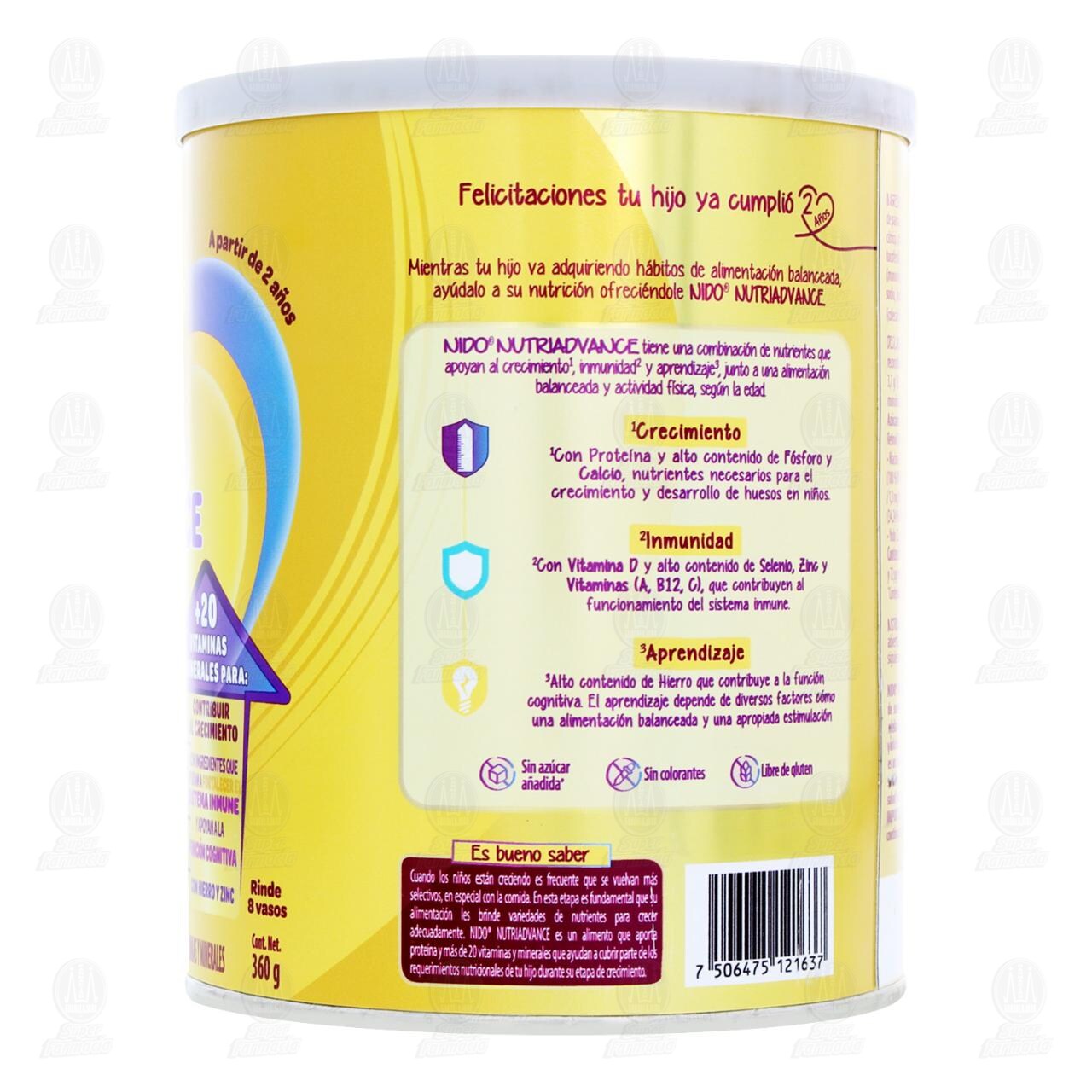 Alimento para Ni&ntilde;os Nido Nutri Advance Sabor Vainilla, 360 gr. image number 2