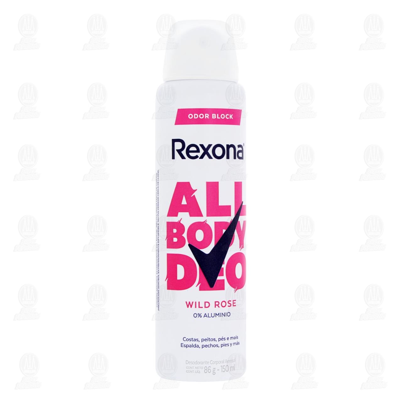 Imagen para Desodorante Rexona All Body Deo Wild Rose en Aerosol, 150 ml.