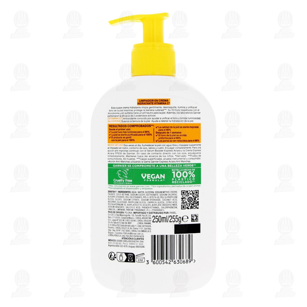 Crema Limpiadora Garnier SkinActive Express Aclara Anti Manchas con Vitamina C, 250 ml. image number 2