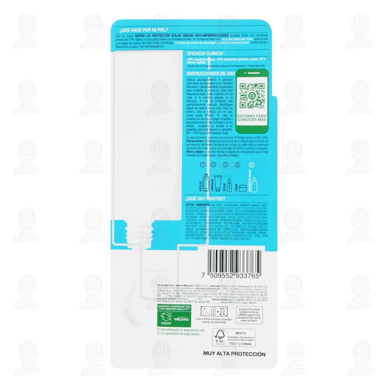 Sérum Protector Solar Garnier Super UV Anti Imperfecciones FPS 50+, 40 ml. image number 2