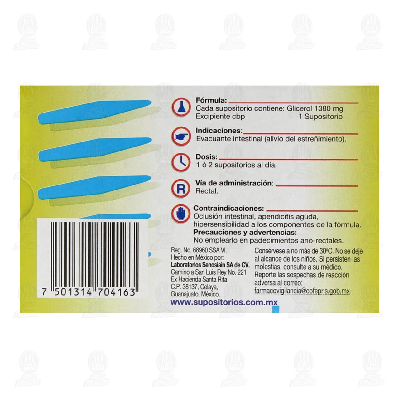 Senosiain Ni&ntilde;o, 10 Supositorios. image number 2