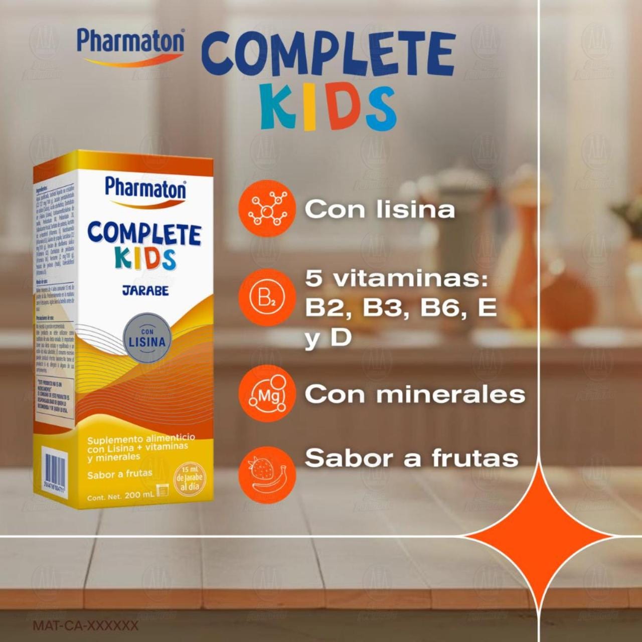 Pharmaton Complete Kids Jarabe Sabor a Frutas, 100 ml. image number 3