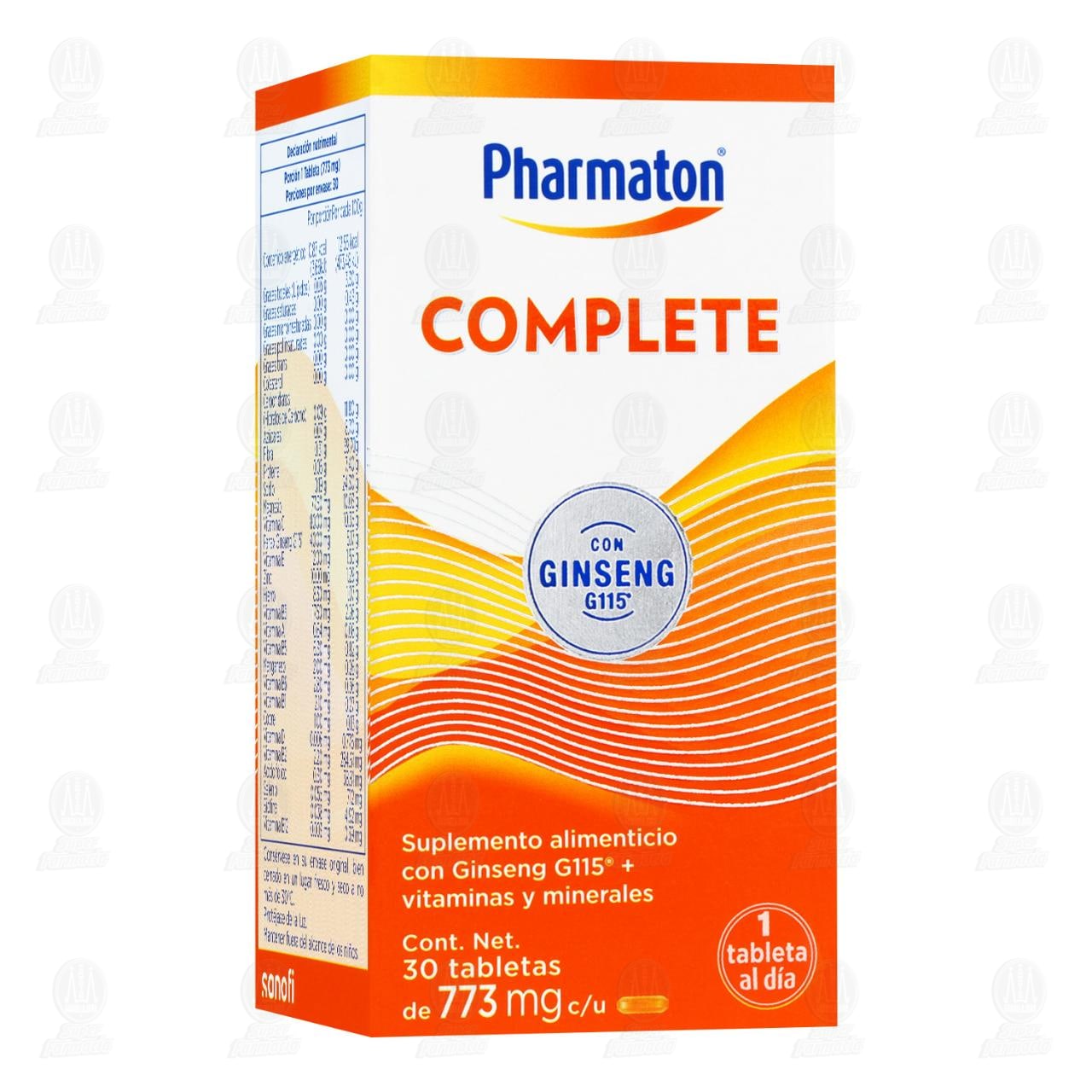 Imagen para Pharmaton Complete con Ginseng G115, 30 Tabletas de 773 mg c/u.