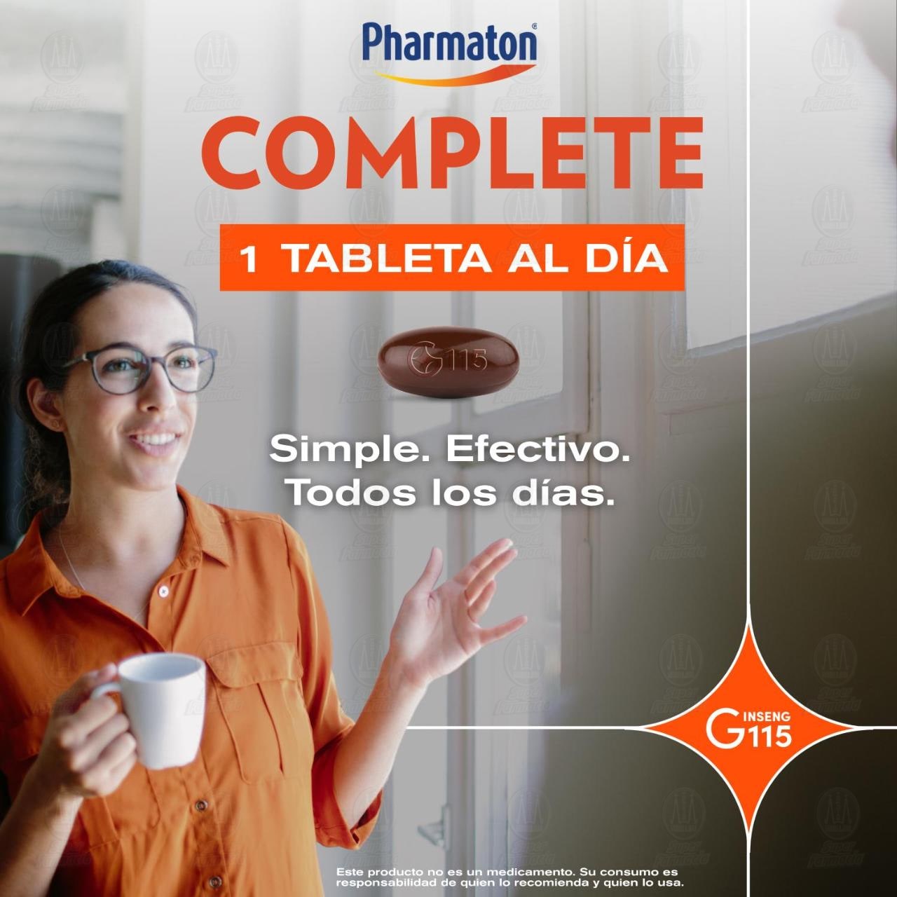 Pharmaton Complete con Ginseng G115 para Adultos, 30 Tabletas. image number 4