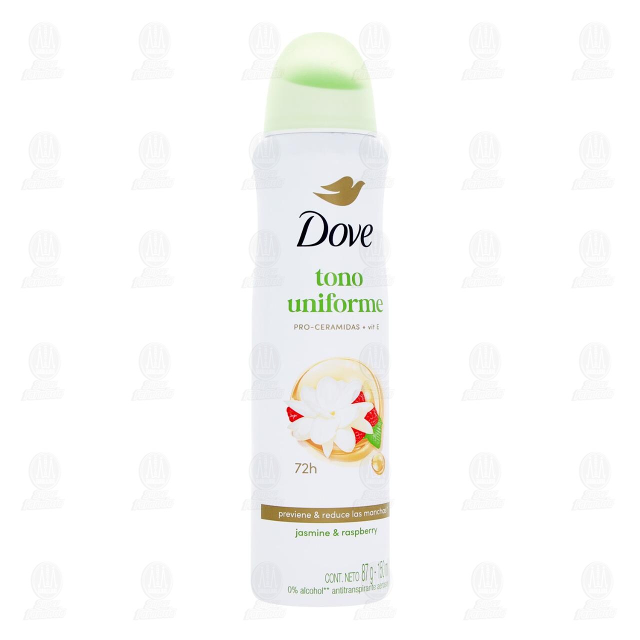 Antitranspirante Dove Tono Uniforme Jasmine & Raspberry en Aerosol, 150 ml.
