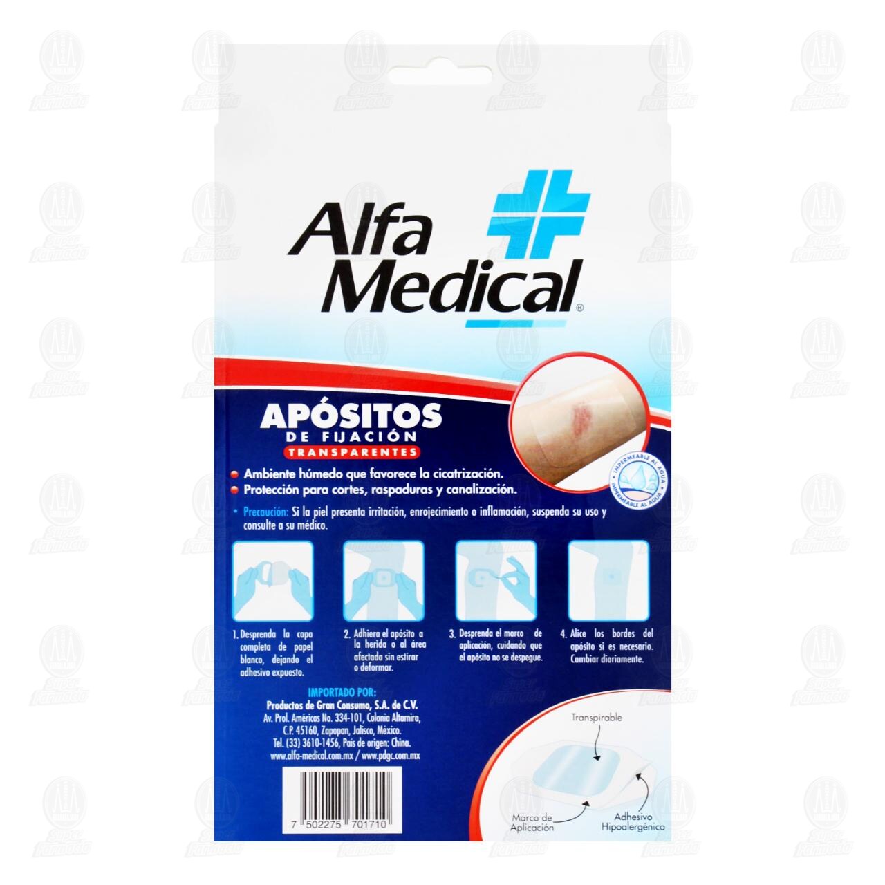 Ap&oacute;sitos de Fijaci&oacute;n Alfa Medical Transparentes 10 cm x 12 cm, 4 pzas. image number 1