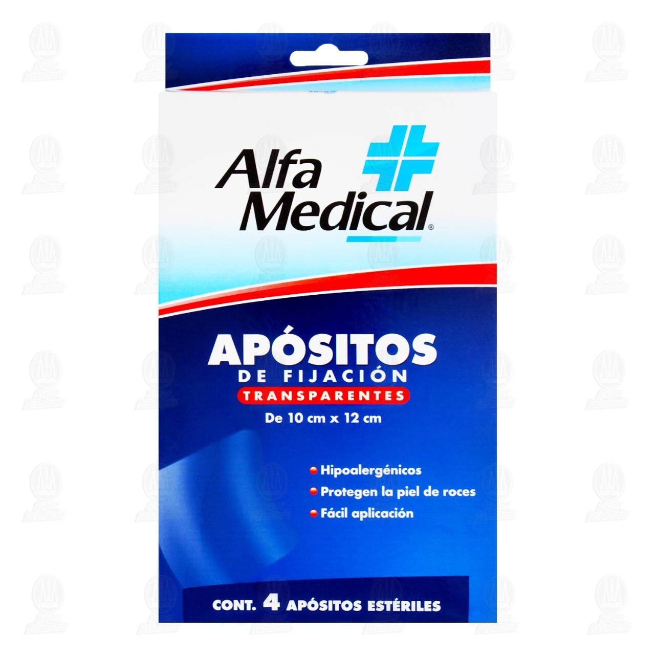 Ap&oacute;sitos de Fijaci&oacute;n Alfa Medical Transparentes 10 cm x 12 cm, 4 pzas.