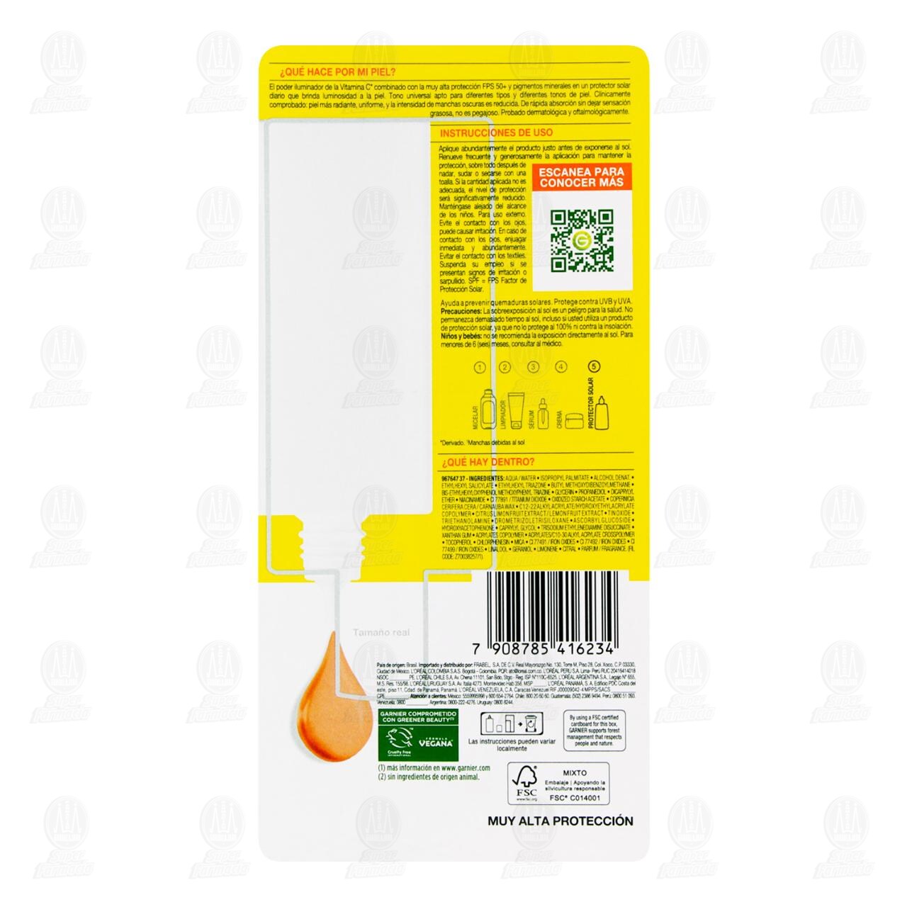 S&eacute;rum Protector Solar Garnier Super UV FPS 50+ Anti Manchas Glow Universal, 40 ml. image number 2