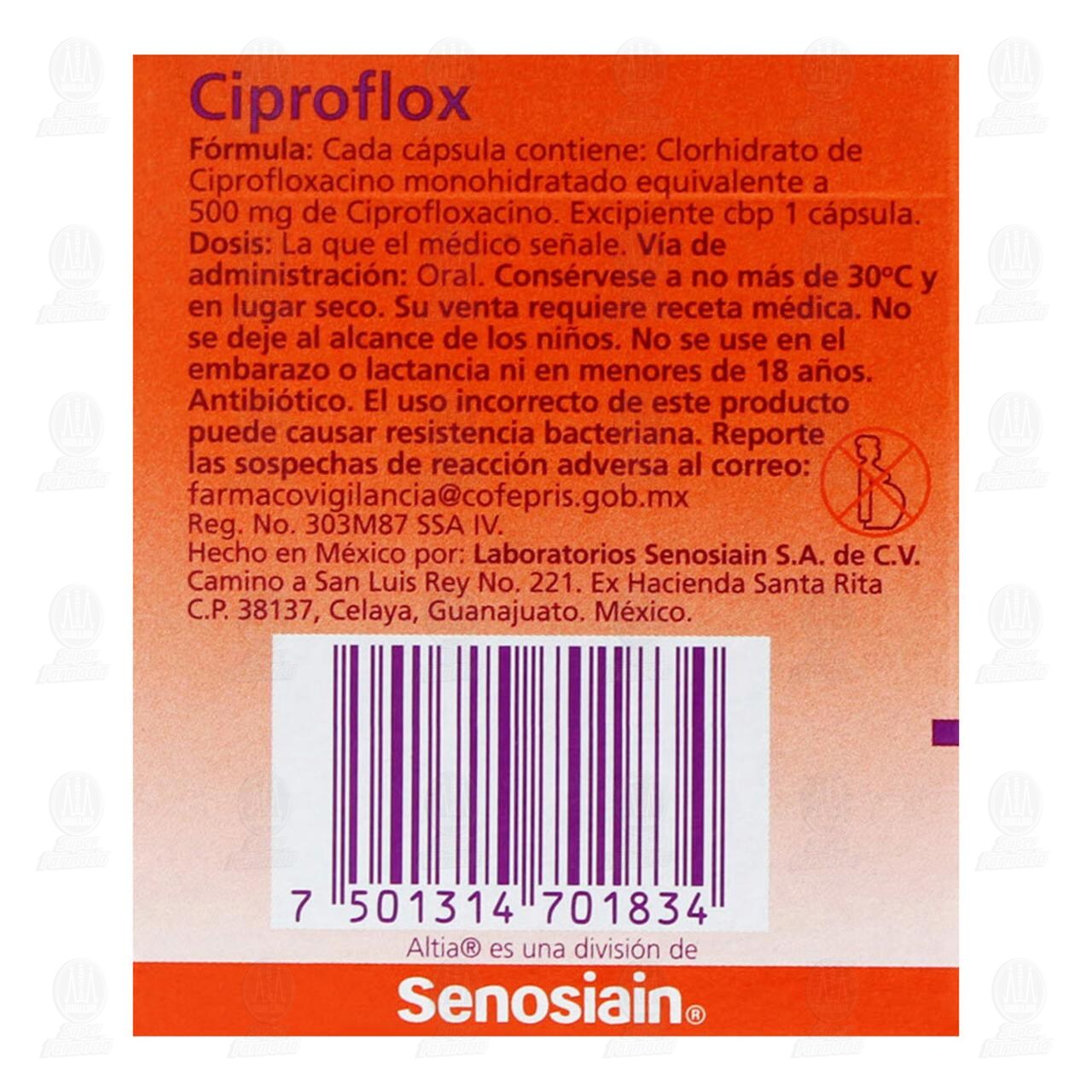 Ciproflox 500 mg, 6 C&aacute;psulas. image number 2