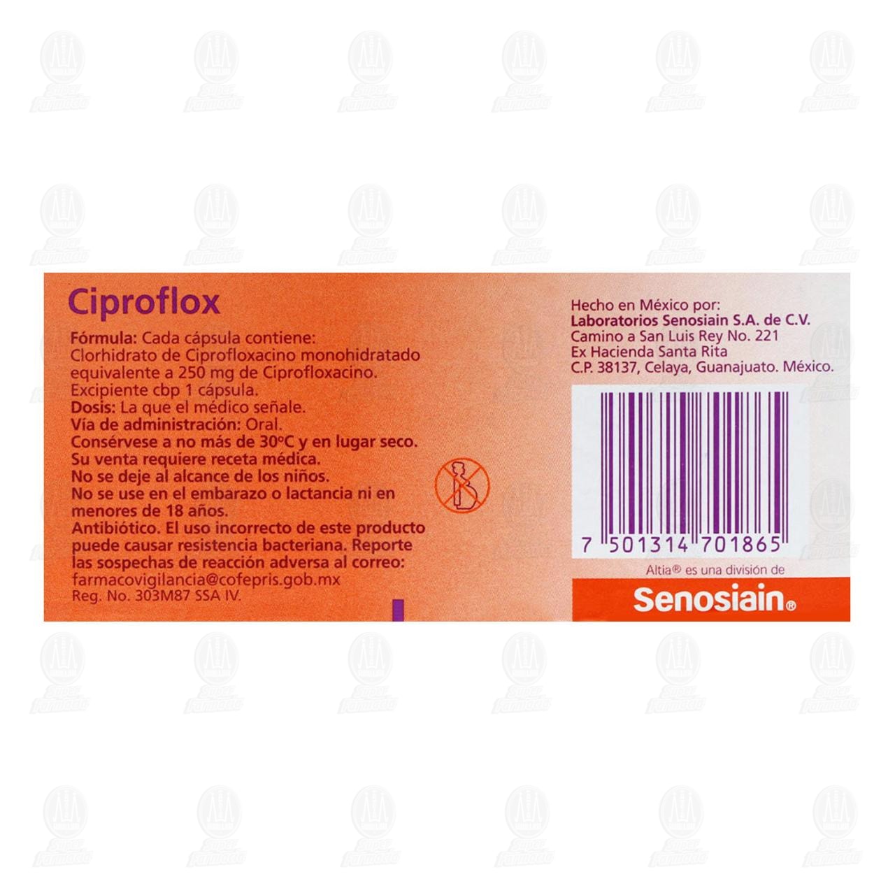 Ciproflox 250 mg, 12 C&aacute;psulas. image number 2