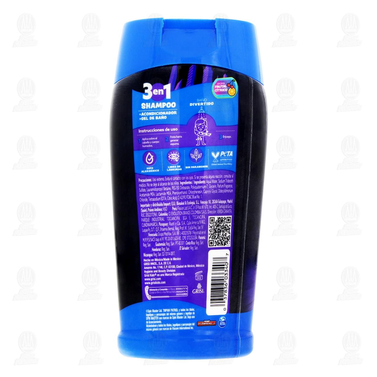 Shampoo 3 en 1 Grisi Kids Paw Patrol Aroma Frutal C&iacute;trico, 300 ml. image number 2