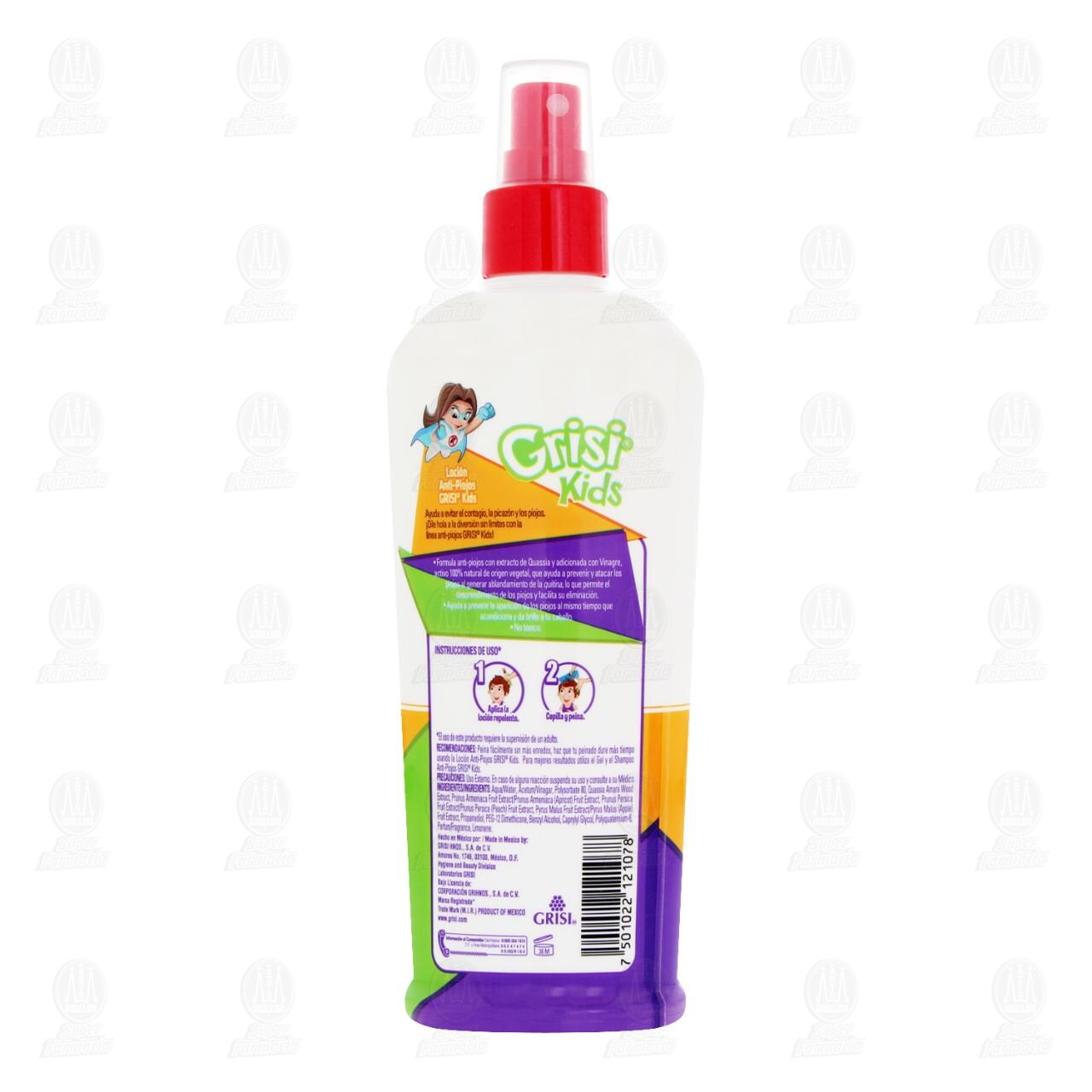 Loci&oacute;n Repelente Grisi Kids Anti-Piojos con Extracto de Quassia y Vinagre, 250 ml. image number 2