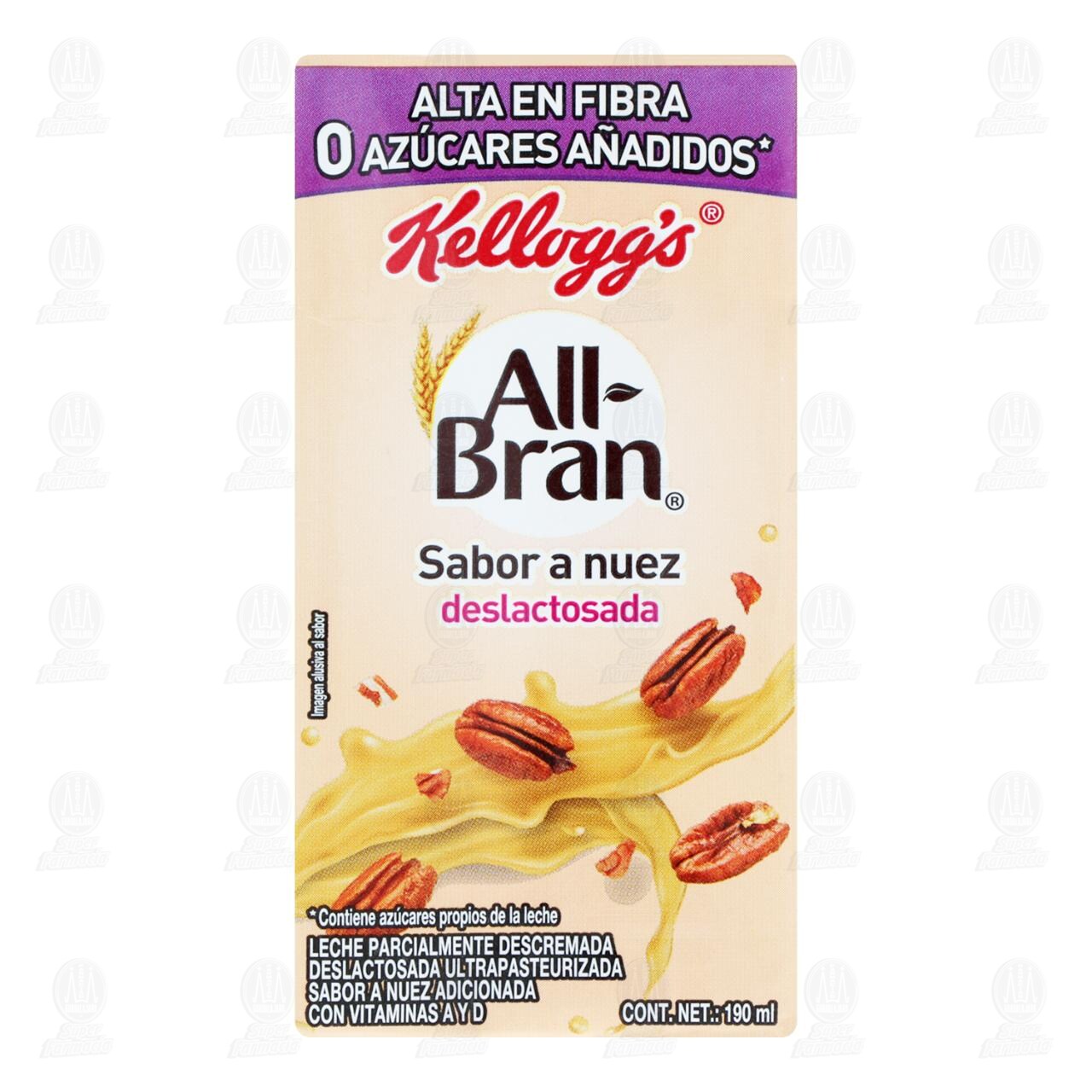 Leche Kellogg's All-Bran Sabor a Nuez Deslactosada, 190 ml. image number 1