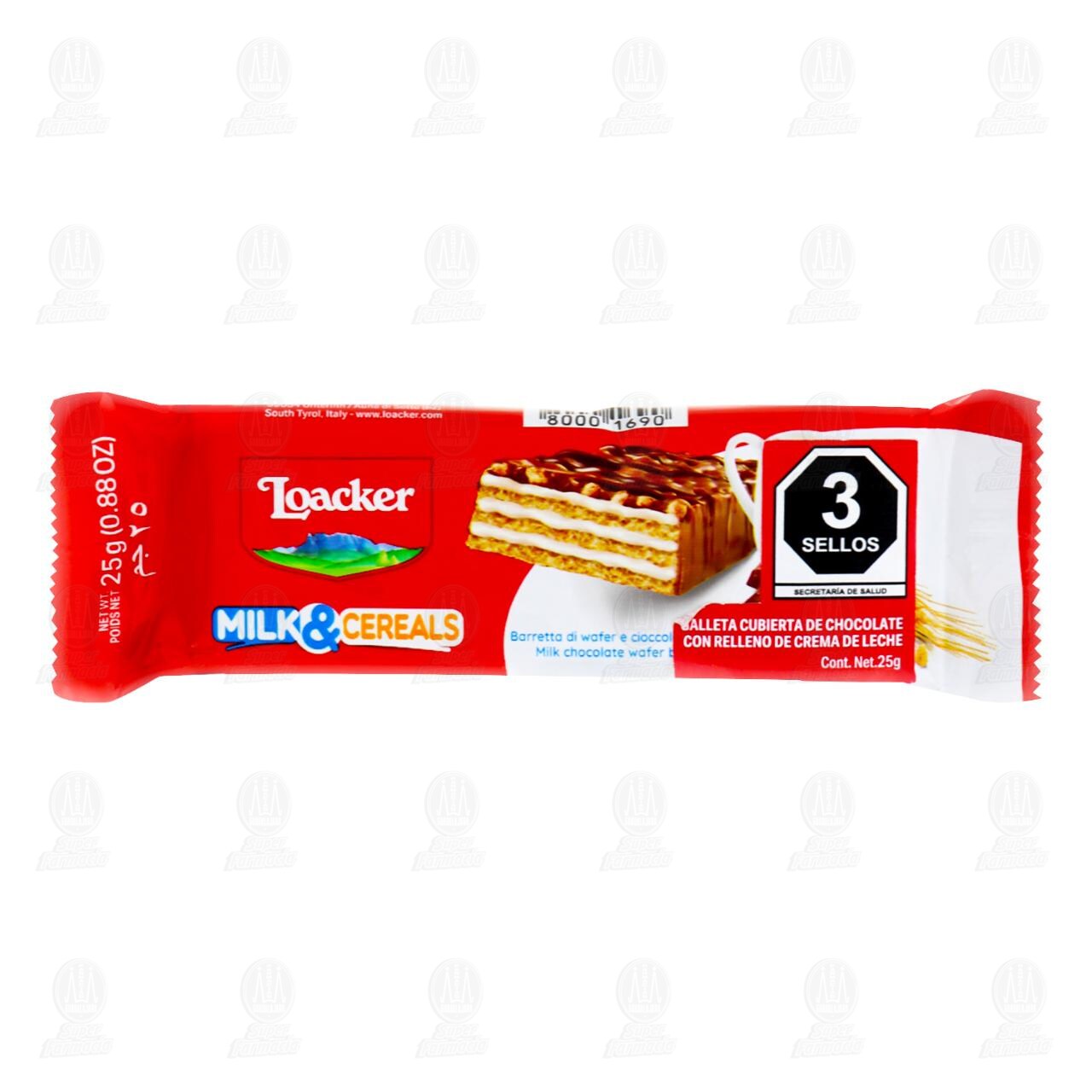 Galleta Loacker Milk & Cereals con Crema de Leche, 25 gr.