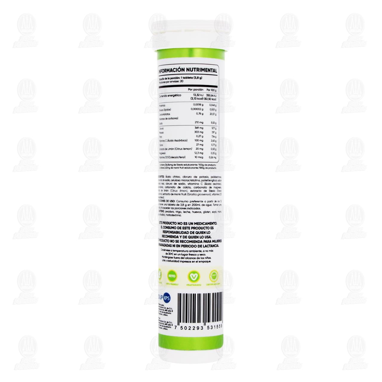 Multilyte Suplemento Alimenticio en Tabletas Efervescentes Sabor Limonada, 20 Tabletas. image number 2