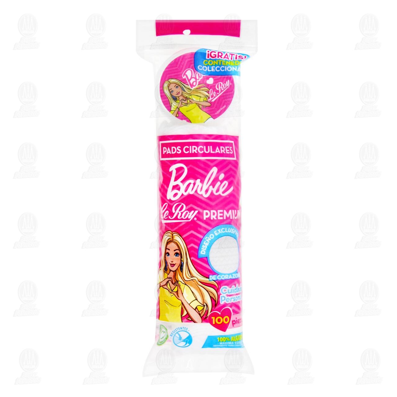Pack Almohadillas Circulares Barbie Le Roy Premium + Gratis Contenedor Coleccionable, 2 pzas. image number 0