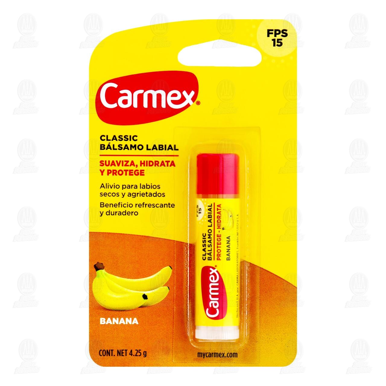 Carmex B&aacute;lsamo Labial Classic Banana, 4.25 gr.