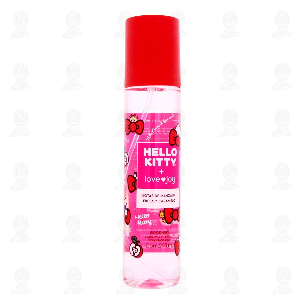Fragancia Corporal Hello Kitty + Love Joy Notas de Manzana, Fresa y Caramelo, 250 ml.