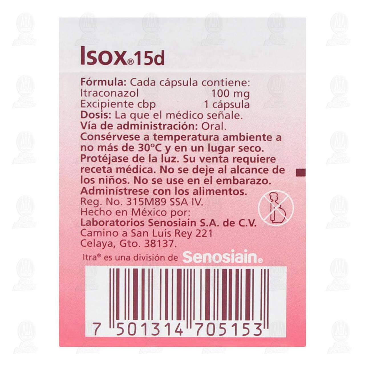 Isox 15d 100 mg, 15 Cápsulas. image number 2