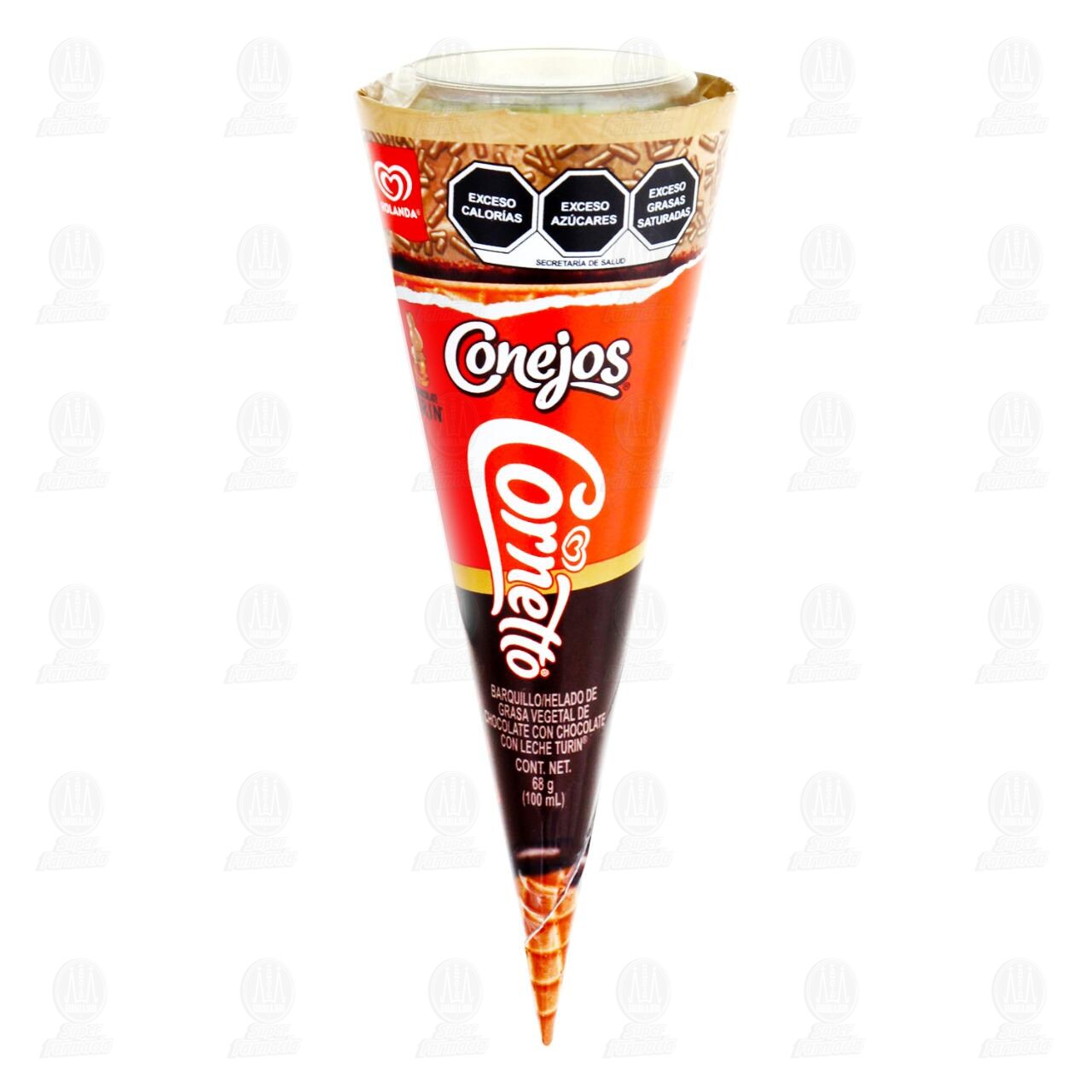 Barquillo Cornetto Conejos Chocolate con Leche Turin, 68 gr.