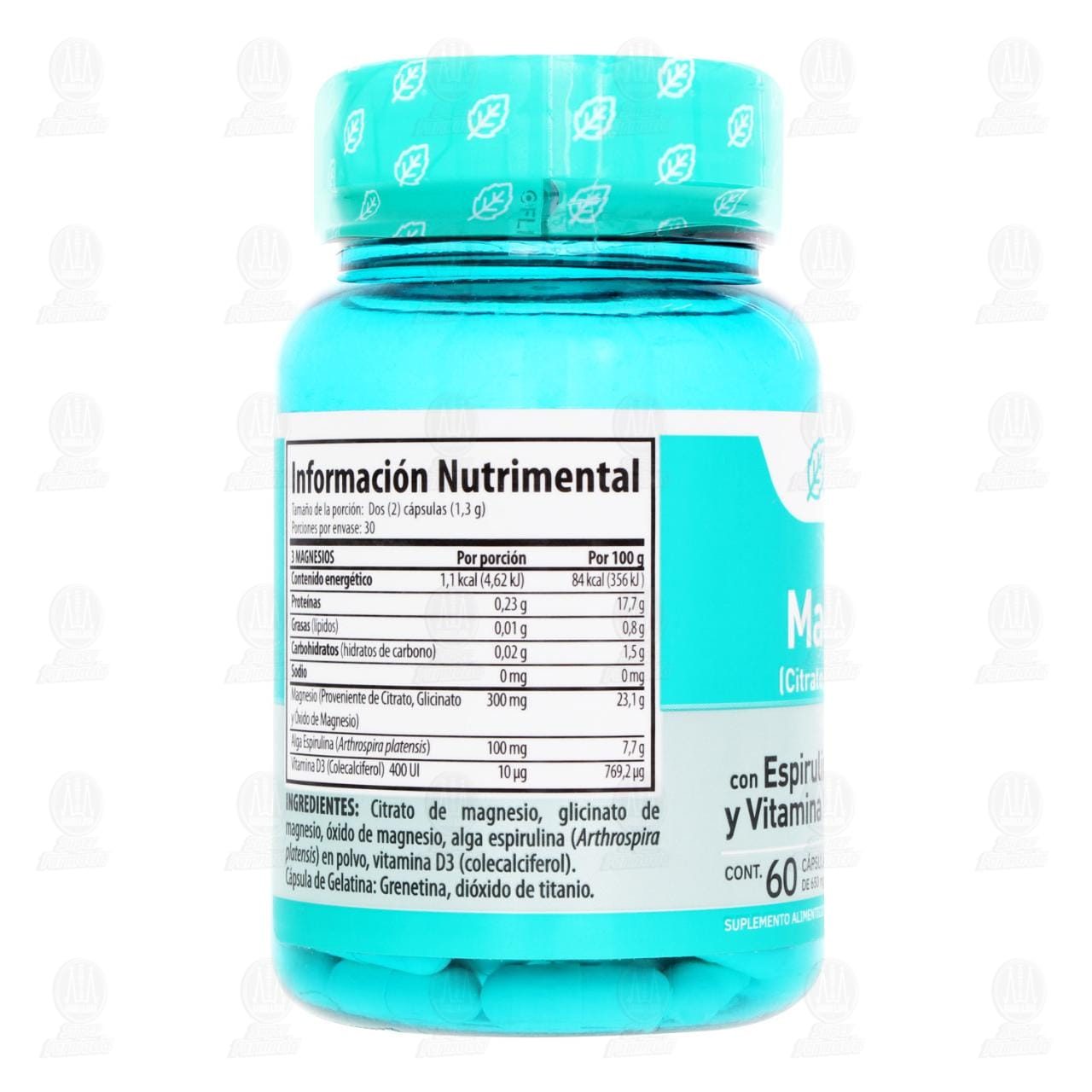 3 Magnesios Solanum con Espirulina y Vitamina D3, 60 C&aacute;psulas de 650 mg c/u. image number 2