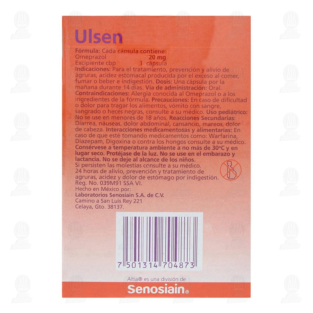 Ulsen 20 mg, 7 C&aacute;psulas 1+1. image number 2