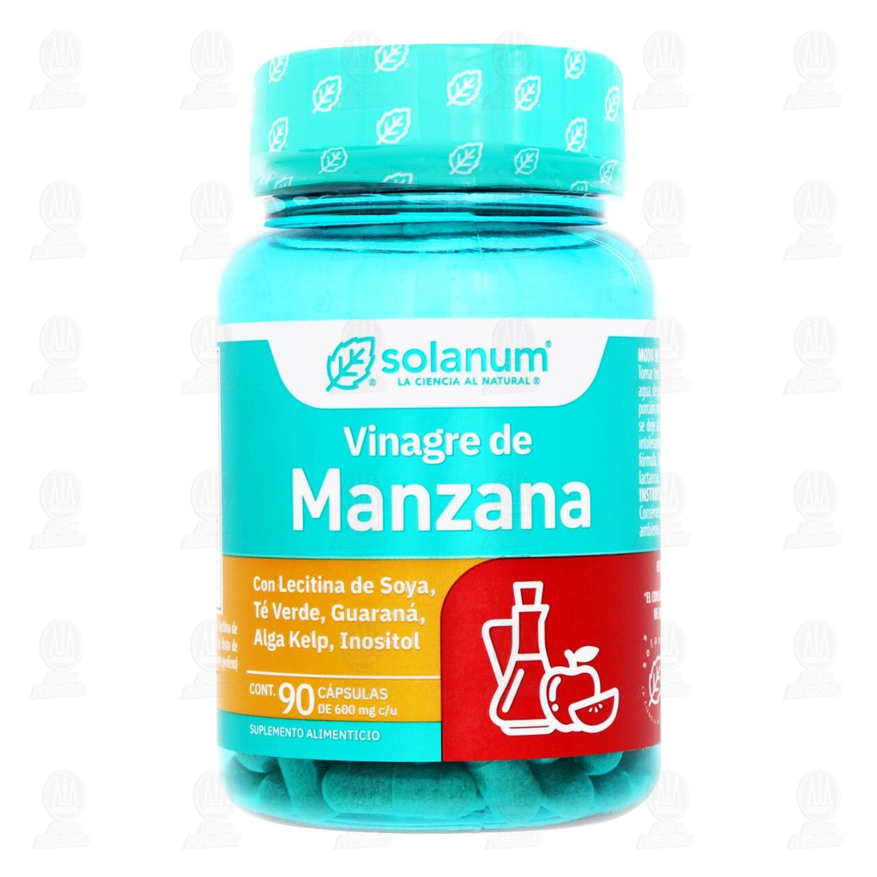 Vinagre de Manzana Solanum, 90 C&aacute;psulas de 600 mg c/u. image number 1