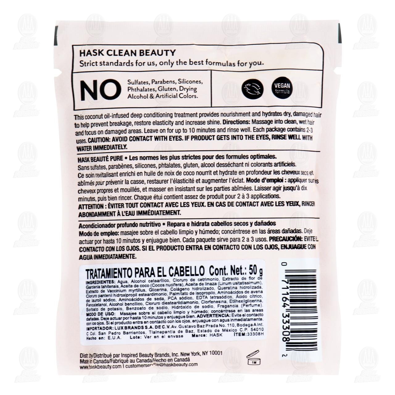 Tratamiento para el Cabello Hask Coconut Oil Nourishing Deep Conditioner, 50 ml. image number 1