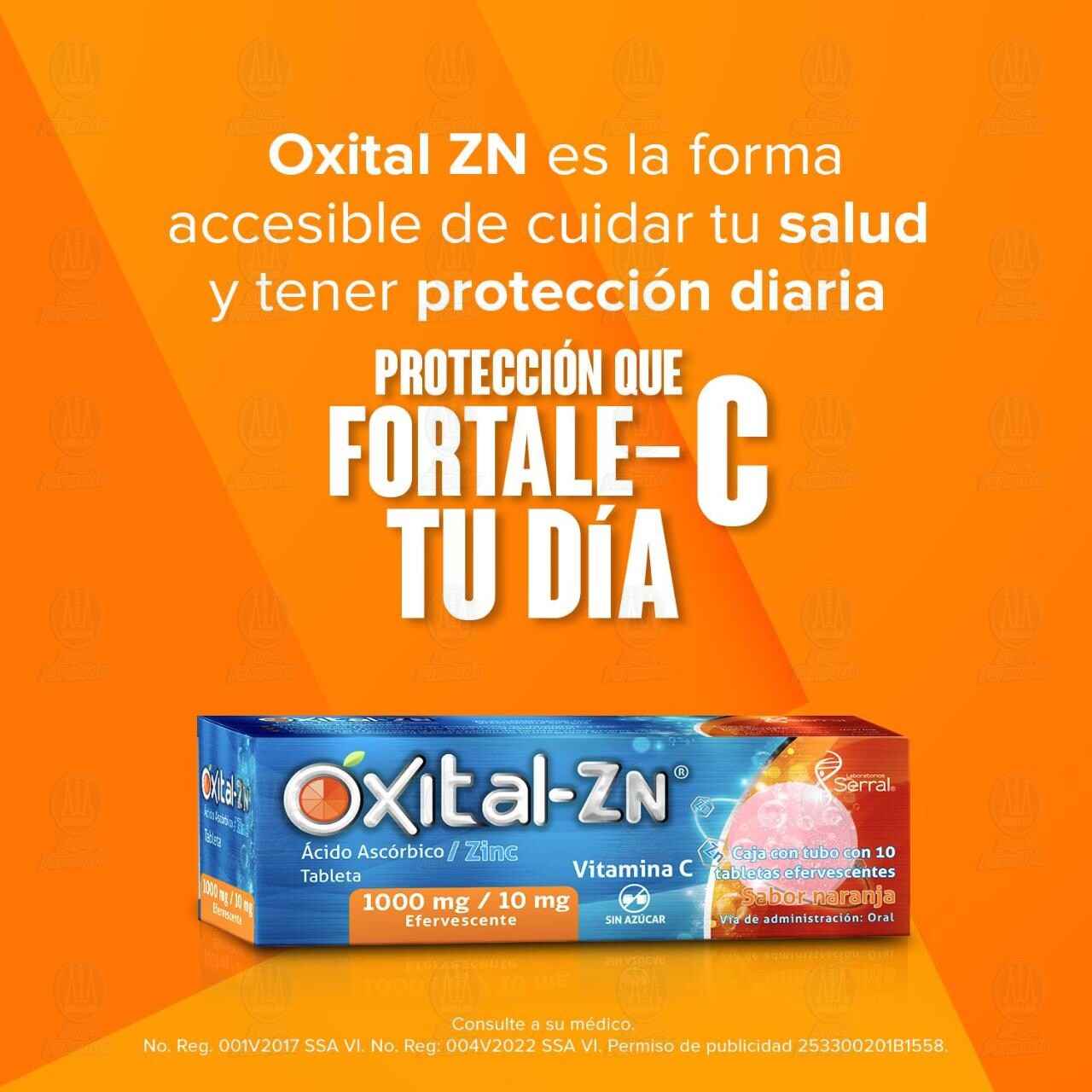 &Oacute;xital-ZN Sabor Naranja 1000mg/10 mg, 10 Tabletas Efervecentes. image number 4