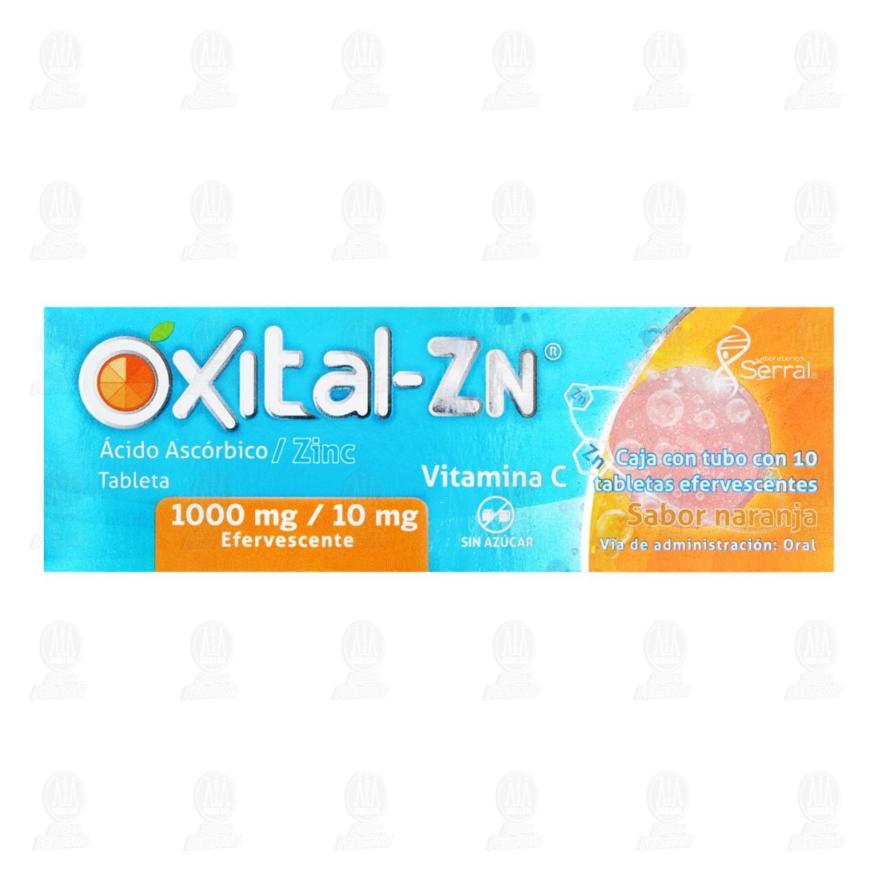&Oacute;xital-ZN Sabor Naranja 1000mg/10 mg, 10 Tabletas Efervecentes. image number 1