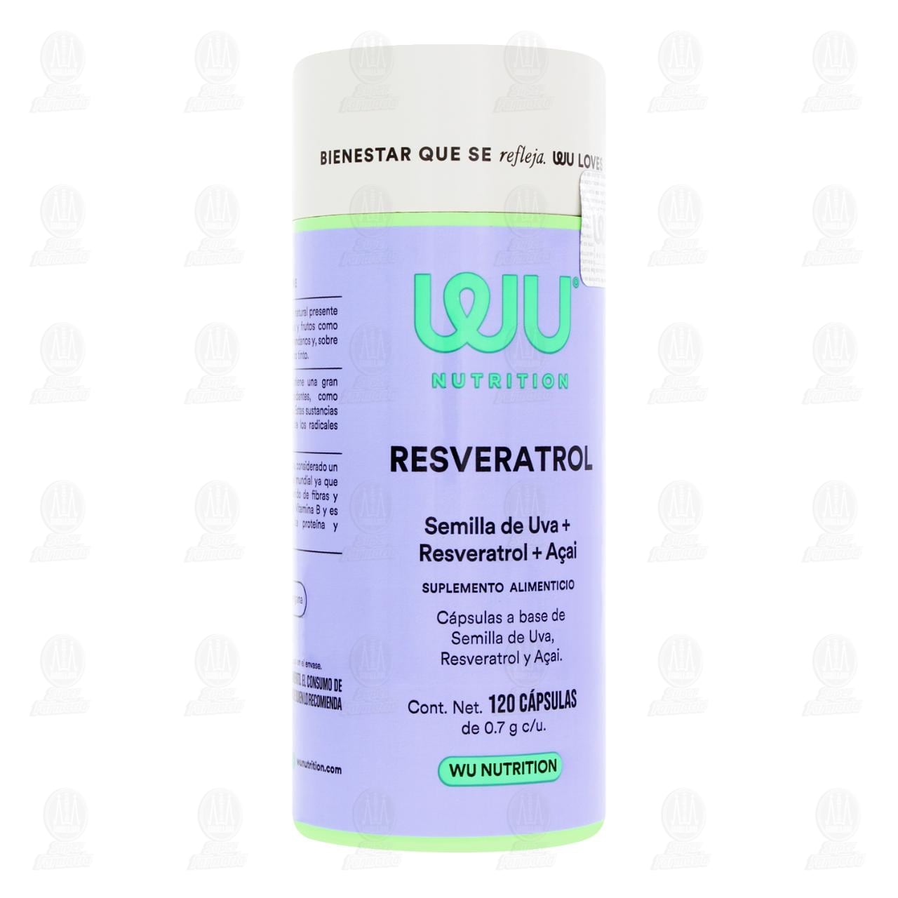 Imagen para Wu Nutrition Resveratrol, 120 Cápsulas de 0.7 gr c/u.
