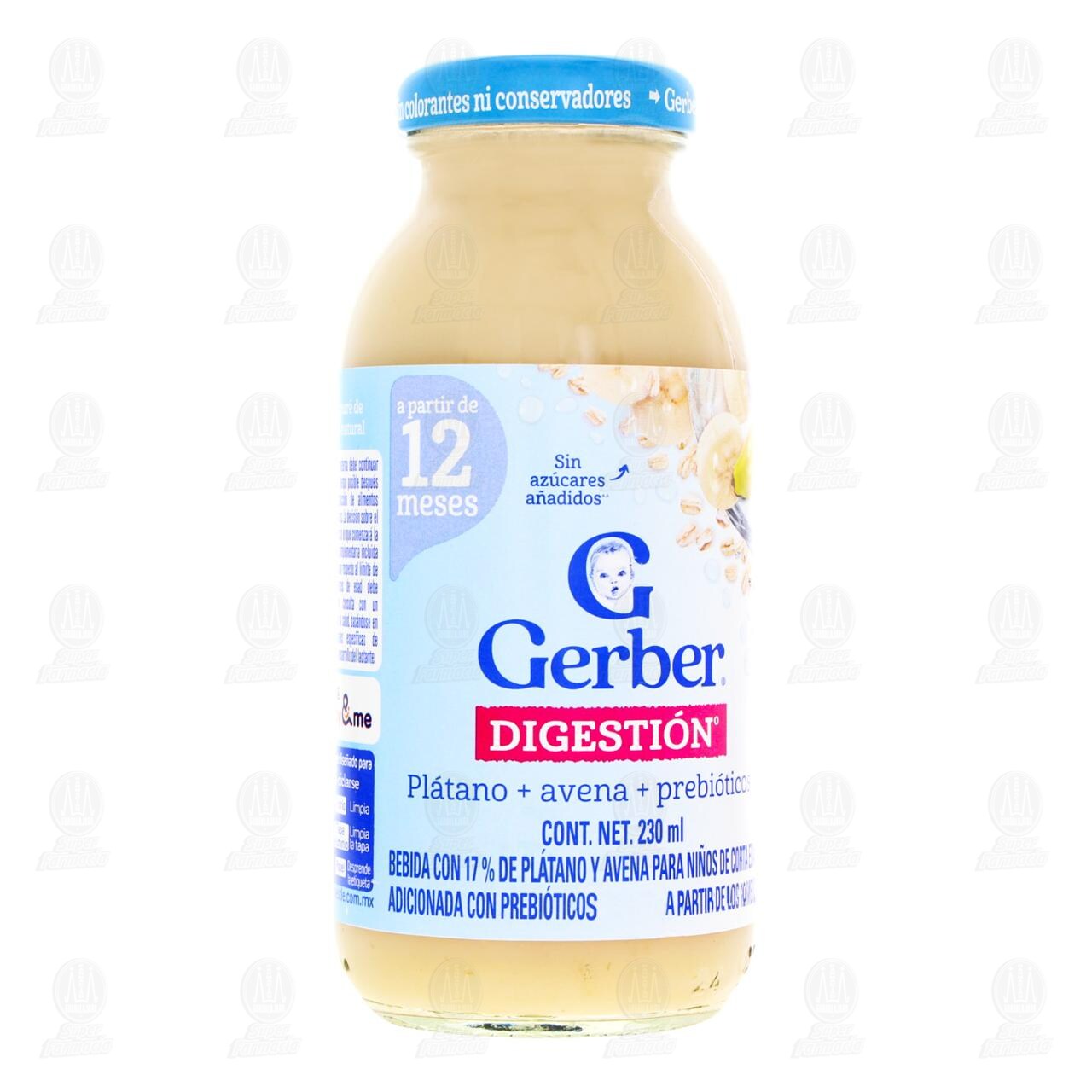 Bebida Gerber Digestión Plátano + Avena + Prebióticos a Partir de los 12 Meses, 230 ml.