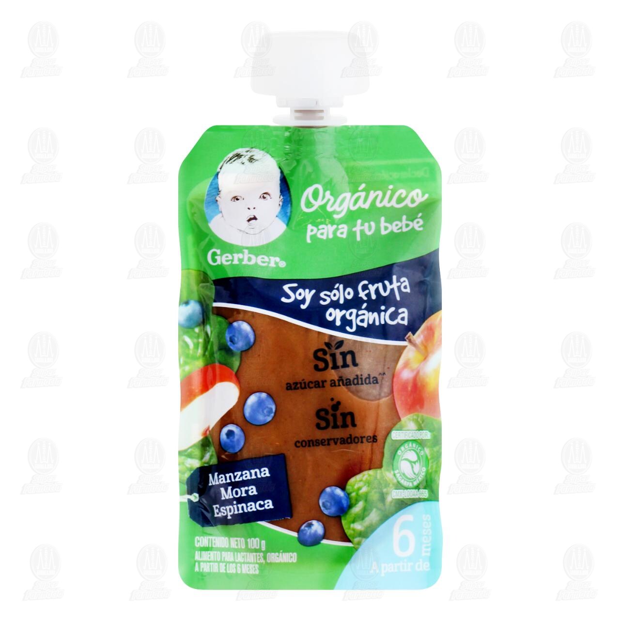 Snack para Bebé Gerber Orgánico  Sabor Manzana, Mora y Espinaca, 100 gr. image number 0