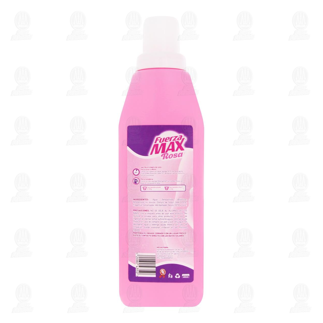 Detergente L&iacute;quido Fuerza Max Rosa, 800 ml. image number 2