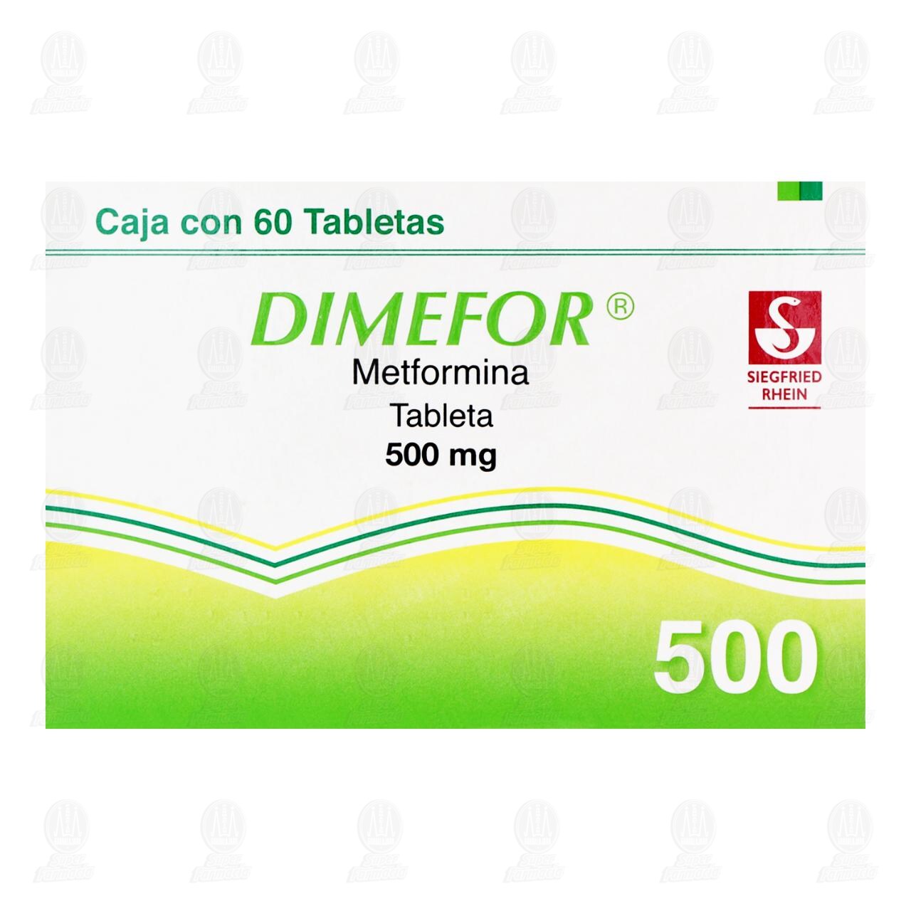 Dimefor 500 mg, 60 Tabletas. image number 1