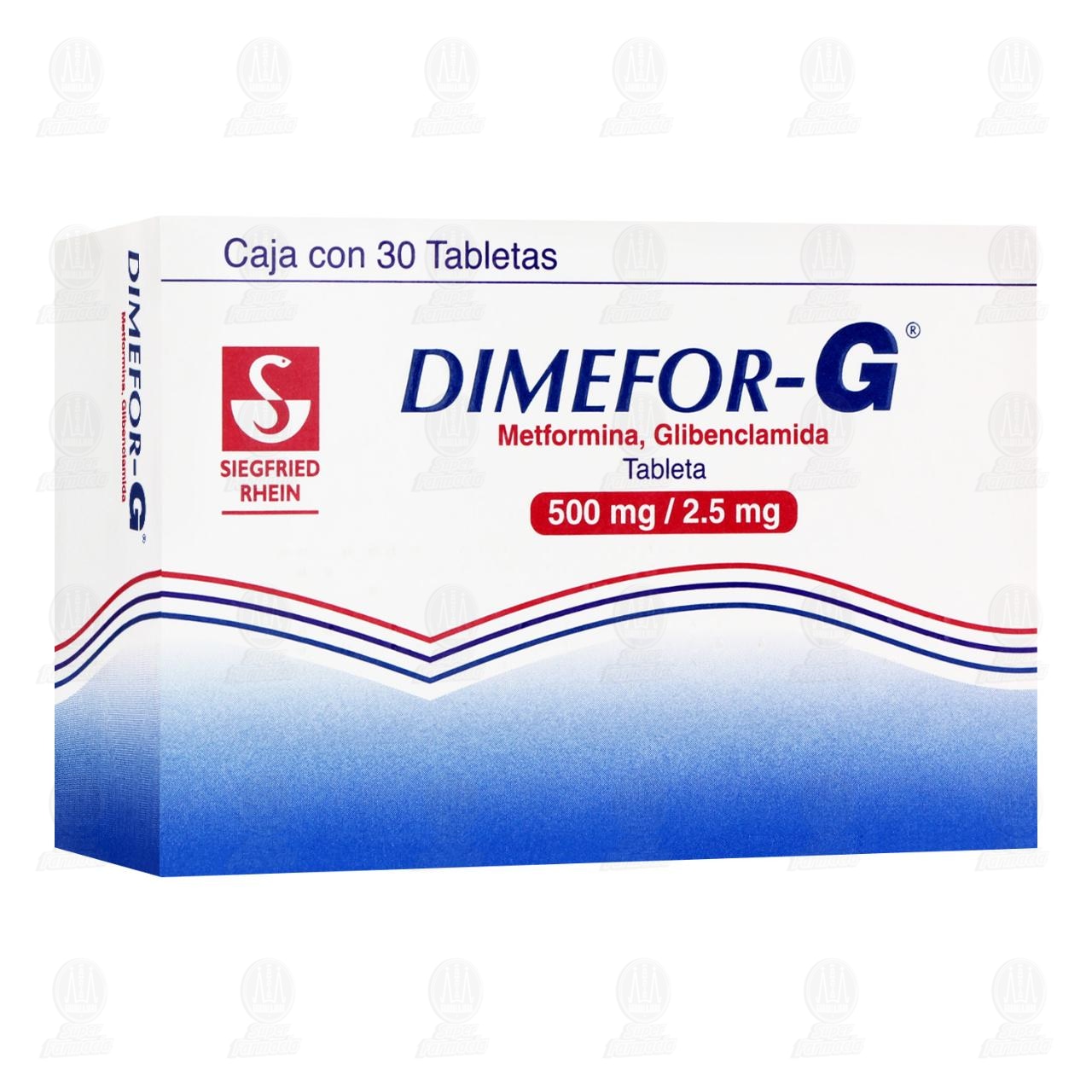 Dimefor-G 500mg/2.5mg, 30 Tabletas. image number 0
