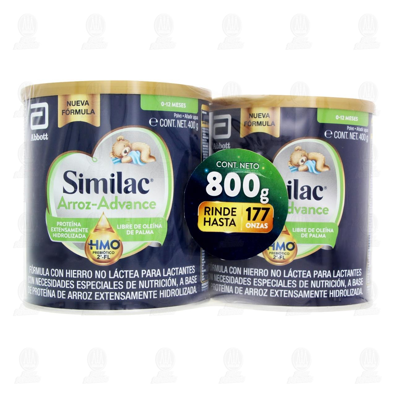 Imagen para Fórmula Infantil Similac Arroz-Advance (0-12 Meses), 2 pzas de 400 gr. c/u.