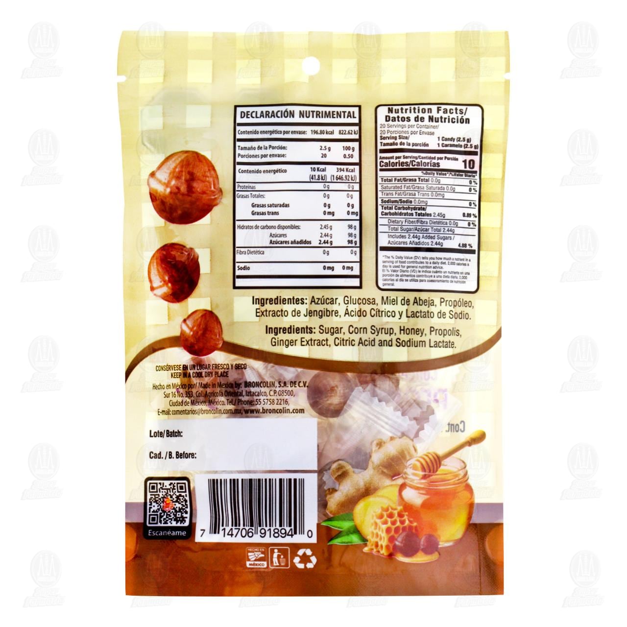 Broncolin Properlas de Prop&oacute;leo y Jengibre, 50 gr. image number 1