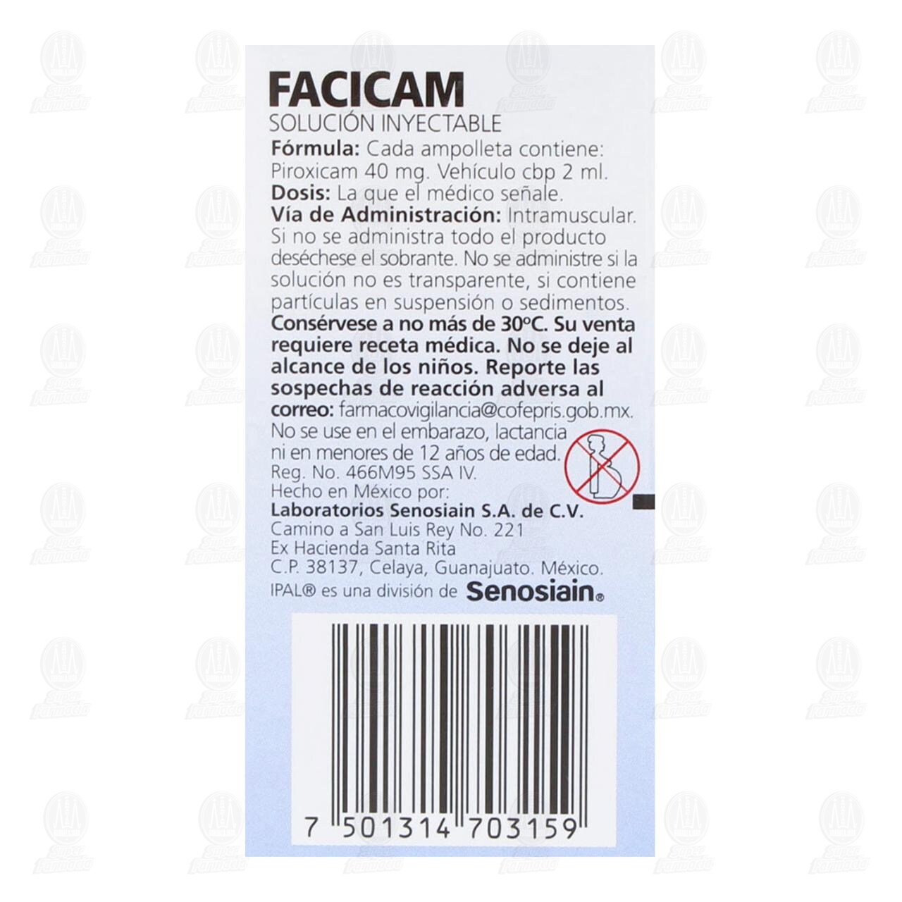 Facicam 40 mg Soluci&oacute;n inyectable, 2 Ampolletas. image number 2