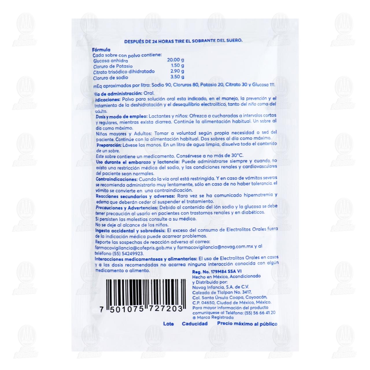 Hydrasor Electrolitos Orales Sabor Natural, 27.9 gr. image number 1