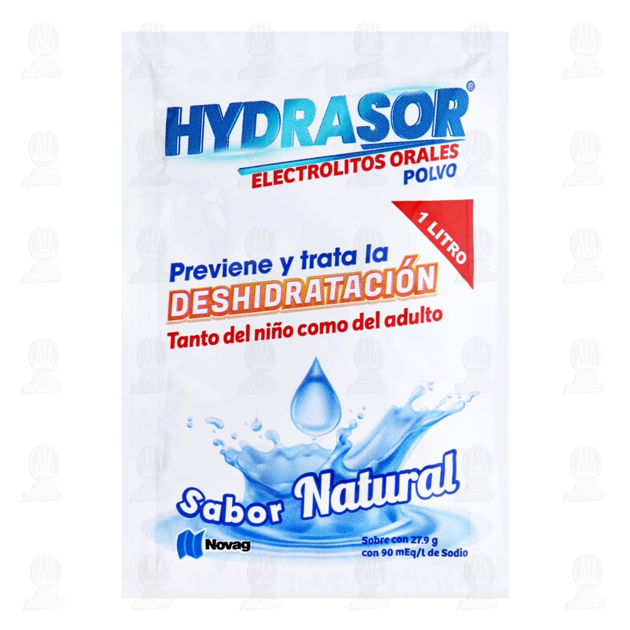 Hydrasor Electrolitos Orales Sabor Natural, 27.9 gr.