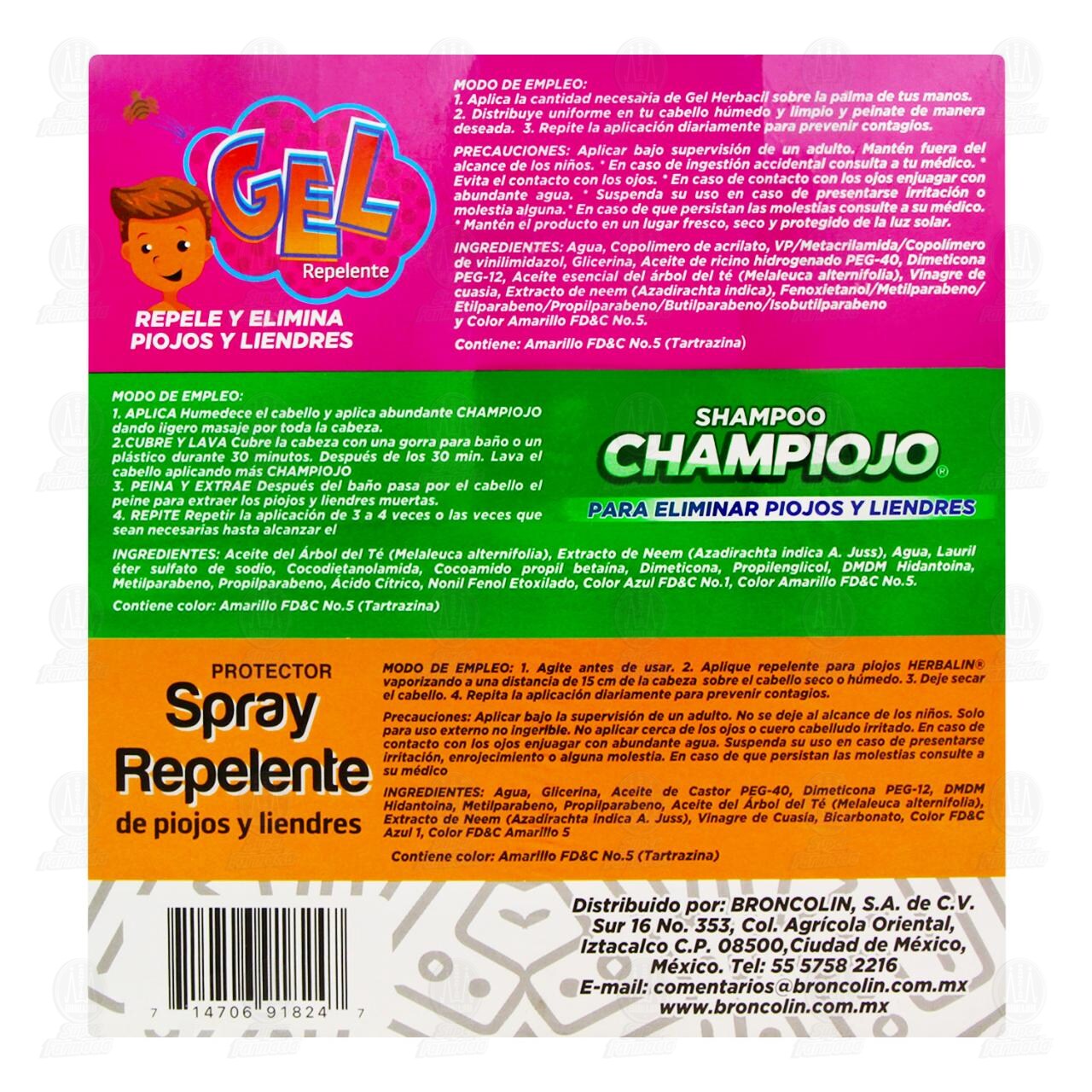 Pack Herbacil Shampoo + Gel Repelente + Spray Repelente, 3 pzas. image number 2