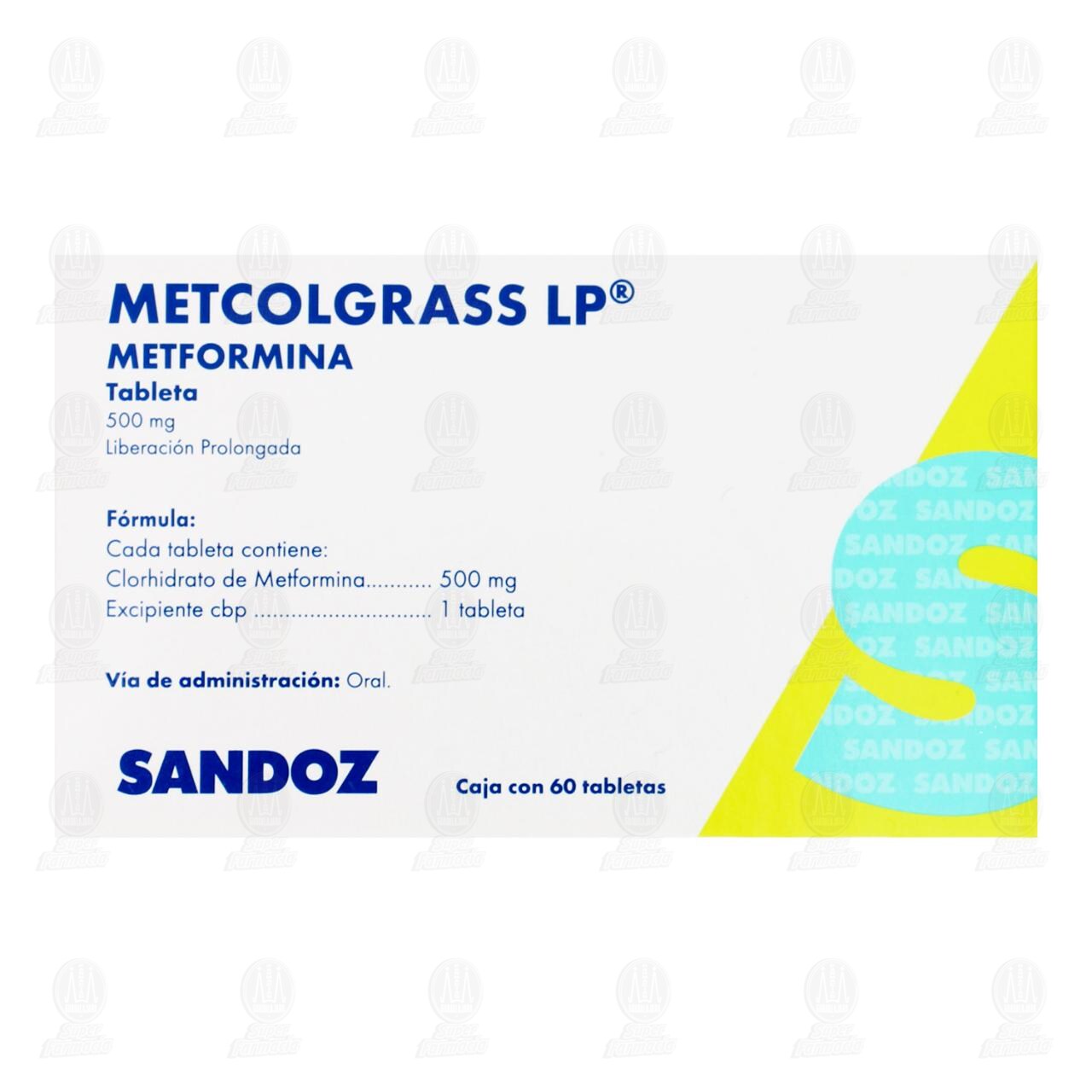 Metcolgrass LP 500 mg, 60 Tabletas. image number 2