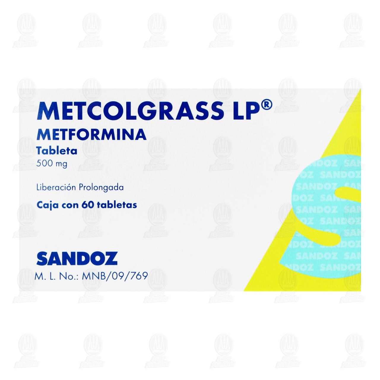 Metcolgrass LP 500 mg, 60 Tabletas. image number 1