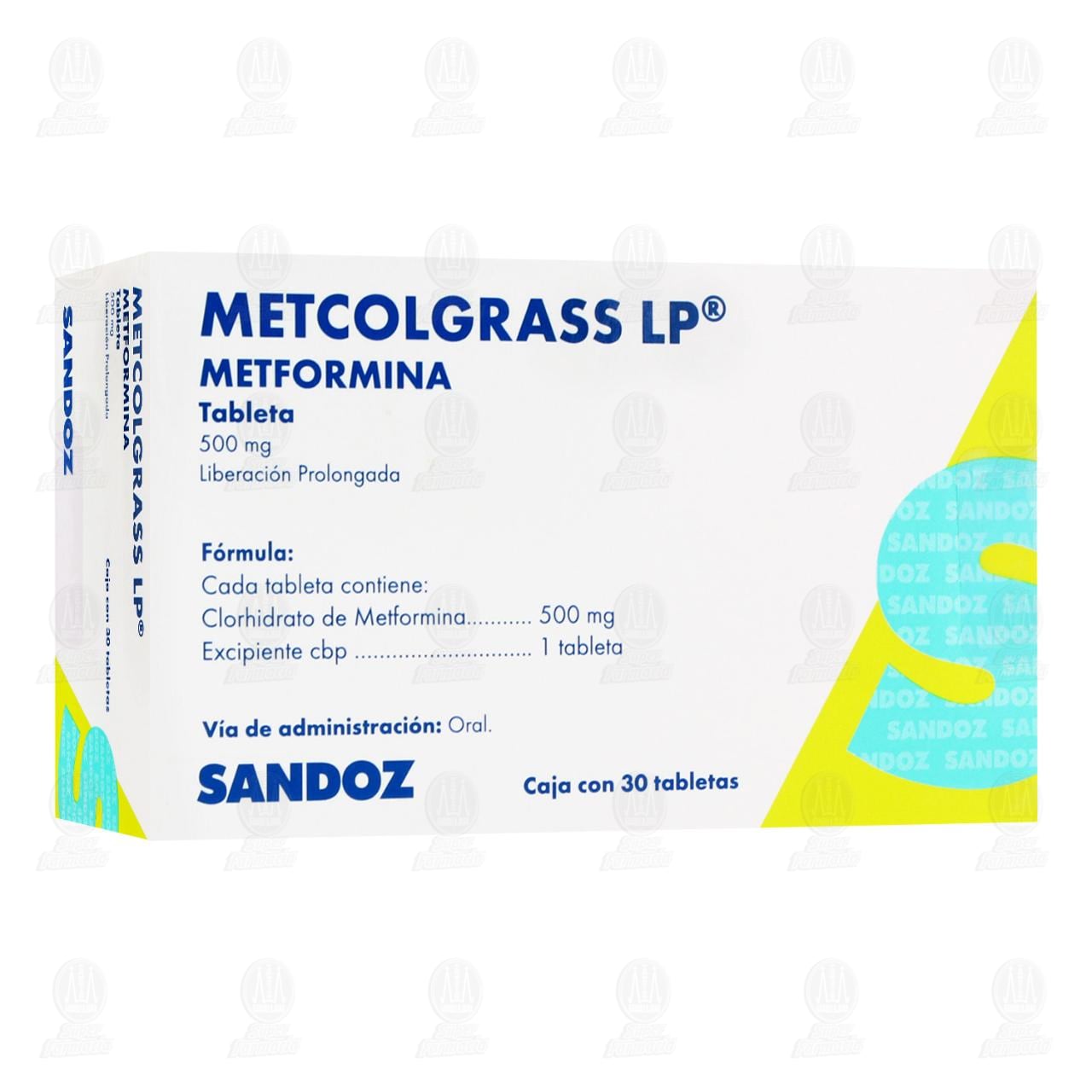 Imagen para Metcolgrass LP 500 mg, 30 Tabletas.