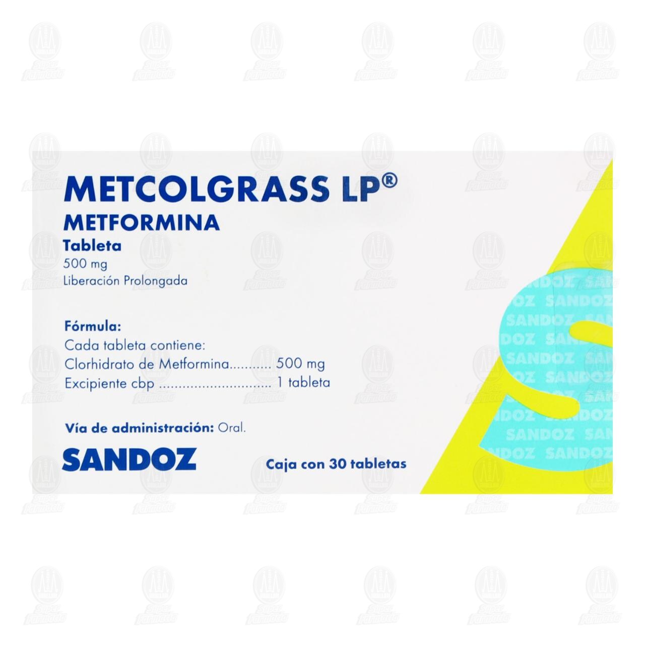 Metcolgrass LP 500 mg, 30 Tabletas. image number 1